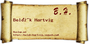 Belák Hartvig névjegykártya
